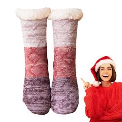 Bodensocken für den Innenbereich, Winter-Bodensocken - Winterliche, kuschelig warme Grippersocken für Damen,Bequeme lange Schlafsocken, Must-Haves für Männer, Kinder und Mütter nach der Geburt von Facynde