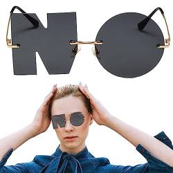 Facynde Unregelmäßige randlose Sonnenbrille | Unregelmäßige lustige Sonnenbrille - 2023 Brief Nr. Neuheit Brille Randloses Design Anti-UV Bequeme Sicht für Abschlussballparty von Facynde