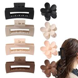 Haarspangen für dickes Haar - Rechteckige Haarspangen in Blumenform, 8er-Set | Stabiler rutschfester Krallen-Haarschmuck, modische Haarspangen für Frauen und Mädchen mit dünnem, dickem, Facynde von Facynde