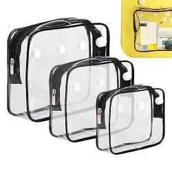 Klarsichttasche für Reisen - Klare Wiederverwendbare Make-up-Tasche 3 Stück - Reisetasche mit Knopf, großes Fassungsvermögen für Ausflüge, Ausflüge, Urlaub, Strände Facynde von Facynde