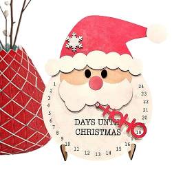 Weihnachts-Countdown-Kalender - Weihnachtstürdekoration aus Holz für die Wand,Weihnachts-Countdown-Schild aus Holzblöcken mit Weihnachtszwerg für die Weihnachtsdekoration zu Hause Facynde von Facynde