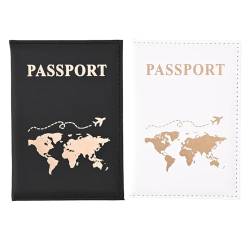 2PCS Karte Passport Halter PU Lederpassport Halter Abdeckung Reise Brieftasche Fall Veranstalter für Männer Frauen Pass Kreditkarten von Fadcaer