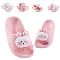 Badelatschen Kinder Flache Sommer Hausschuhe Jungen Mädchen Dusch Badeschuhe Strand Pantoletten Slippers Eltern-Kind Sandalen Leicht Anti-rutsch Badeschlappen Hase Rosa 23 (Etikettengröße 150mm) von Fadezar