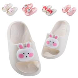 Badelatschen Kinder Flache Sommer Hausschuhe Jungen Mädchen Dusch Badeschuhe Strand Pantoletten Slippers Eltern-Kind Sandalen Leicht Anti-rutsch Badeschlappen Hase Weiß 23 (Etikettengröße 150mm) von Fadezar