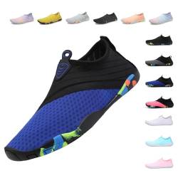 Unisex Badeschuhe Damen Schwimmschuhe Herren Wasserschuhe, Schnell Trocknend Leicht Atmungsaktiv Aquaschuhe EU Blau EU 36 von Fadezar