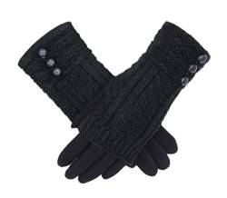 Fadsace Winter Strickhandschuhe Touchscreen Texting Handschuhe Dicke Baumwolle fingerlos + Full 2-in-1 - Beige - Einheitsgröße von Fadsace