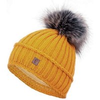 Faera Beanie Faera Wintermütze warm gefüttert mit Kunstfell Bommel-Mütze Fleece-Futter Winter Strick-Mütze Beanie-Mütze Damen Herren One-Size von Faera