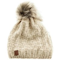 Faera Bommelmütze Mütze zum Warmhalten im Herbst oder Winter Bommel-Mütze mit Perlen von Faera