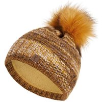 Faera Bommelmütze Wintermütze Damen Winter Mütze Beanie Haube gefüttert Strickmütze von Faera