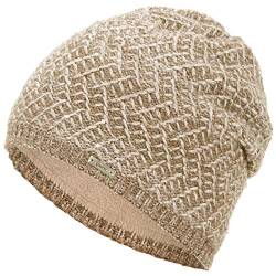 Faera Wintermütze Mütze Damen Pailletten warm gefüttert Wintermütze Mädchen Frauen Fleecefutter Winter Strickmütze Beanie, Farbe:Beige von Faera