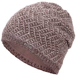 Faera Wintermütze Mütze Damen Pailletten warm gefüttert Wintermütze Mädchen Frauen Fleecefutter Winter Strickmütze Beanie, Farbe:Braun von Faera