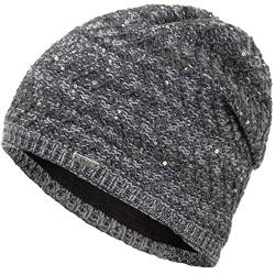 Faera Wintermütze Mütze Damen Pailletten warm gefüttert Wintermütze Mädchen Frauen Fleecefutter Winter Strickmütze Beanie, Farbe:Grau von Faera