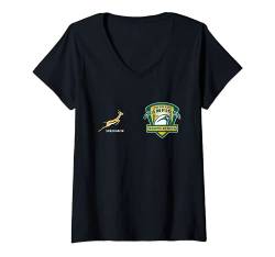 Damen World Champs Springbok Bokke South Africa Rugby T-Shirt mit V-Ausschnitt von Faf Challenge
