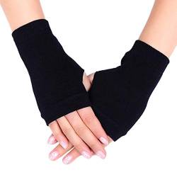 Fahou Unisex Baumwolle Gestrickt Fingerlose Handschuhe Einfarbig Dehnbar Daumenloch Handgelenklänge Fahrhandschuhe Handwärmer von Fahou