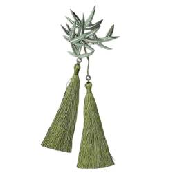 Antike, elegante, traditionelle Seitenklammer, Haarspange, Bambusblatt-Quasten, Bambusblatt, dekorative Blatt-Haarspange für Damen, Grün von Fahoujs