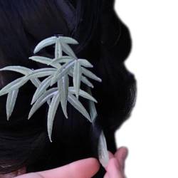 Antike, elegante, traditionelle Seitenklammer, Haarspange, Bambusblatt-Quasten, Bambusblatt, dekorative Blatt-Haarspange für Damen, Grün von Fahoujs