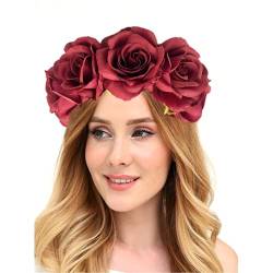 Brautdusche Blume Stirnband Frauen Hochzeit Hairhoop Rose Haarband für Mädchen Frauen Sommer Kopfschmuck Frauen Stirnband von Fahoujs