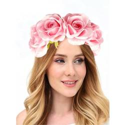 Brautdusche Blume Stirnband Frauen Hochzeit Hairhoop Rose Haarband für Mädchen Frauen Sommer Kopfschmuck Frauen Stirnband von Fahoujs