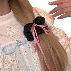 Elegante Haargummis mit Schleife, elastisches Haarseil, weiches Haarseil, Federgummi, für Mädchen, Zöpfe, Halter, Stoff, bunt, für dünnes Haar, Haargummi für dünnes Haar von Fahoujs