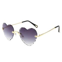 Fahoujs Herzförmige Sonnenbrille für Damen, randlose Sonnenbrille, Herz-Sonnenbrille, Herzbrille, Brillen, Junggesellinnenabschied, Brille, Herz-Sonnenbrille von Fahoujs