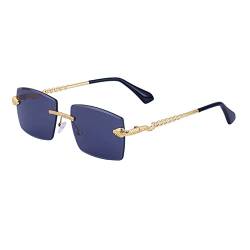 Fahoujs Quadratische Sonnenbrille für Damen, randlose Sonnenbrille, rahmenlos, blendfrei, Schlangenform, UV-Sonnenbrille, schlangenförmige Bügel-Sonnenbrille, F von Fahoujs