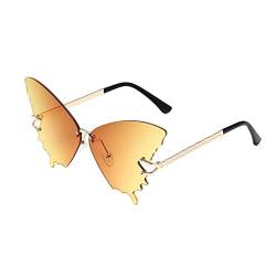 Fahoujs Schmetterlings-Brille, Schmetterlings-Sonnenbrille, randlose Sonnenbrille, übergroße Augen-Sonnenbrille, Sonnenbrille, D von Fahoujs