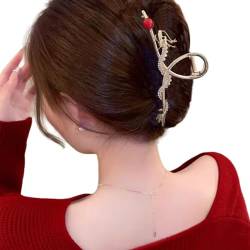 Festliche Neujahrs-Haarspange, chinesischer Drache, Haarnadel mit Strasssteinen, Krallenklammer, dominierender Drache, chinesischer Drache, Damen-Haarspangen von Fahoujs