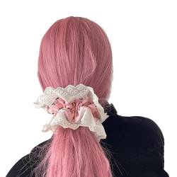 Haargummis aus Spitze in Rosa und Weiß, florale Haargummis, Prinzessinnenmotiv bei großen Haargummis, Zubehör für Herren von Fahoujs