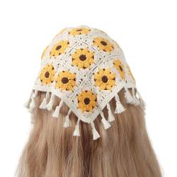 Häkelhaartuch, Haarband für Damen, Kopftuch, Blume, Halstücher, Bandanas, weibliches Kopftuch, Haarband für kurzes Haar von Fahoujs