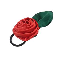 Handgefertigte Rosen-Haarbänder, elastischer Pferdeschwanz-Halter für Frauen und Mädchen, romantisch, Kopfschmuck, Haargummi, Stirnband, handgefertigte Rosen-Haarbänder, Blumen-Haargummis für Frauen von Fahoujs