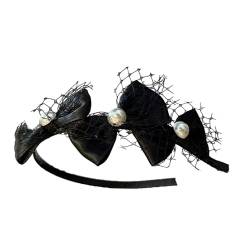 Netz-Haarband mit Schleife, elegantes Haarband für Damen, Abendessen, Party, Requisiten, Kopfschmuck, vielseitiges Haar-Accessoire von Fahoujs