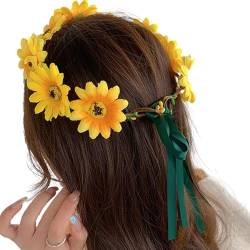 Realistisches Sonnenblumen-Stirnband, Bohemian-Kopfschmuck, Diadem, Blumen-Haarband, Damen, Hochzeit, Party-Zubehör, verstellbares Stirnband für alle Kopfgrößen von Fahoujs