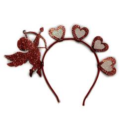 Valentinstag-Herz-Stirnband, rote Pailletten, Liebes-Haarband, Glitzer, herzförmiger Haarschmuck für Mädchen und Frauen, Valentinstag-Stirnband von Fahoujs