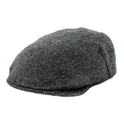 Failsworth Harris Tweed 'Stornoway' flach Cap Navy/Grau Pat. 2012, Blau, Pat.2012 von Failsworth