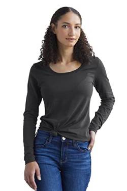 Fair Indigo Fair Trade Organic Essential Langarmshirt mit U-Ausschnitt - Schwarz - Groß von Fair Indigo