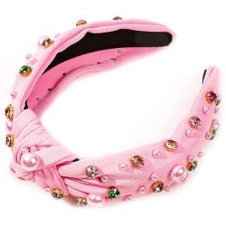 Fairnull Biegbares Haarband, vielseitiges Haar-Accessoire, Damen-Haarband, flexibel, elegant, Strass, Kunstperlen, Dekor, breites Stirnband, Versati-Rosa von Fairnull