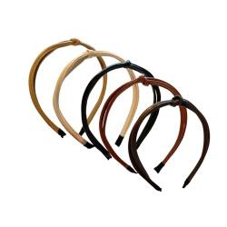 Fairnull Leichte Stirnbänder Vintage Damen Kunstleder 5er Set Schmales Band Elastisches Haarband Retro Kreuz Twist Design Anti-Rutsch 5pcs von Fairnull