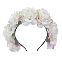 Fairnull Praktisches Haarband, festliches Haar-Accessoire, Rosen-Imitat, Retro-Stil, Kunstblumen-Dekor, Krone, Stirnband für Damen, Ha, Hellrosa von Fairnull