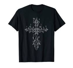 Brennendes Kreuz in Flammen Emo Alt E-Girl Boy Trad Mall Y2K Goth T-Shirt von Fairy Grunge Fairycore Clothes for Women and Men