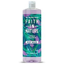 Faith In Nature 1L Natural Lavender & Geranium Body Wash, Nourishing, Vegan and Cruelty Free, No SLS or Parabens von Faith In Nature