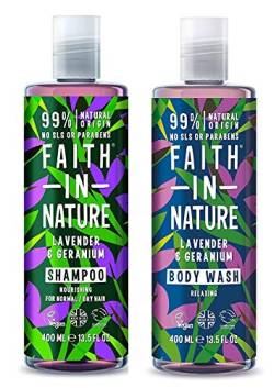 Faith In Nature Lavender and Geranium Shampoo and Shower Gel Duo Pack | Vegan | No Cruelty | 99% Natural Fragrance | No From SLS or Parabens von Faith In Nature