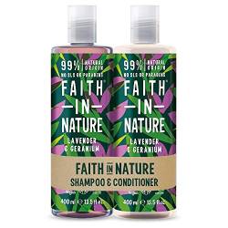 Faith In Nature Natürliches Shampoo- und Conditioner-Set mit Lavendel und Geranium, pflegend, vegan und tierversuchsfrei, ohne SLS oder Parabene, für normales bis trockenes Haar, 400 ml (2er-Pack) von Faith In Nature