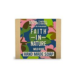 Faith In Nature Natural Wild Rose Hand Soap Bar, Restoring, Vegan & Cruelty Free, No SLS or Parabens, 100g von Faith In Nature