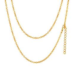 FaithHeart 2mm Rolokette für Damen Frauen, Goldene Ankerkette 75cm lang, Gliederkette Halskette ohne Anhänger für Geburtstag Muttertag Valentinstag von FaithHeart