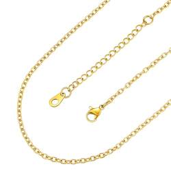 FaithHeart 2mm breit Rolokette für Damen Mädchen, Goldene Ankerkette ohne Anhänger, 70cm lang Gliederkette für Freundin Ehefrau Mama von FaithHeart