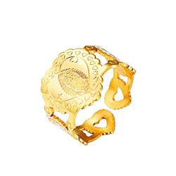 FaithHeart 316L Edelstahl 18k vergoldet plattiert Jungfrau Ring verstellbare Ring mit Geschenkebox für Mama und Papa von FaithHeart