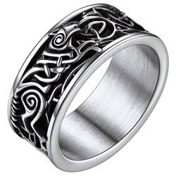 FaithHeart 8mm Fingerring Viking Stil Wolf Fingerring Punk Retro Ring Wikinger Fingerring mit Geschenkebox für Herren Männer von FaithHeart