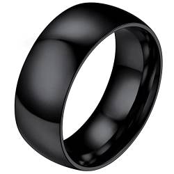 FaithHeart 8mm Statement Ring Bandring für Damen Mädchen Schwarz hochgepoliert Trauring Ehering Paarring Knuckle Fingerring für Freund Freundin von FaithHeart