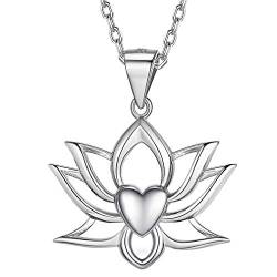 FaithHeart 925 Silber Lotus Anhänger Kette für Damen Lotusblüte Schmuck Glücksbringer mit Geschenkebox für Valentinstag Muttertag von FaithHeart