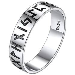 FaithHeart 925er Silber Viking Rune Fingerring in Größe 57 für Damen Herren Wikinger Stil Rune Ring Freundschaftsring Verlorbungsring Ehering von FaithHeart